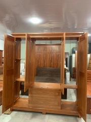 Tủ áo 4 gỗ Xoan Đào 4 cánh phẳng 2 thuận (2NKC) T4H25