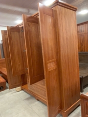 Tủ áo 4 gỗ Xoan Đào 4 cánh phẳng 2 thuận (2NKC) T4H25