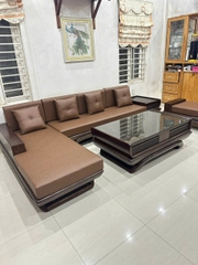 Bàn ghế Sofa góc Liền thuyền 3CM gỗ sồi VP8300