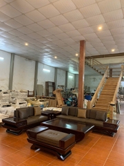 Bộ bàn ghế sofa thuyền Đại 2 văng gỗ sồi D2m8xS85 New