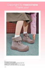 Giày MASOOMAKE Leather Big Head Boots Coconut Milk Ash