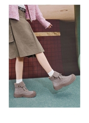 Giày MASOOMAKE Leather Big Head Boots Coconut Milk Ash