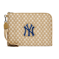 Túi MLB Classic Monogram Jacquard Digital Device Pouch M New York Yankees Beige