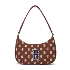 Túi MLB Classic Monogram Jacquard Hobo Bag Boston Red Sox Brown