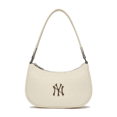 Túi MLB Classic Monogram Embossed Hobo Bag New York Yankees White