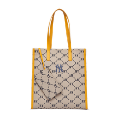 Túi MLB Diamond Monogram Jacquard Tote Bag New York Yankees Beige