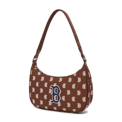 Túi MLB Classic Monogram Jacquard Hobo Bag Boston Red Sox Brown