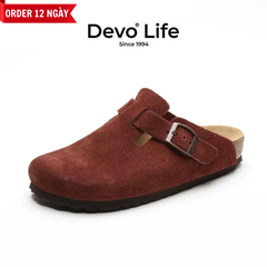 Dép Devo Life Boston Clogs Suede Leather