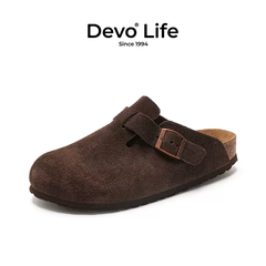 Dép Devo Life Boston Clogs Suede Leather