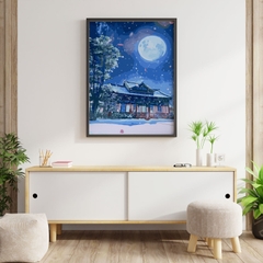 Tranh số hóa Trăng xanh đã căng khung 40x50cm