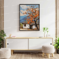 Tranh số hóa Vườn hồng tuổi thơ đã căng khung 40x50cm