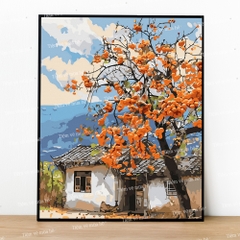 Tranh số hóa Vườn hồng tuổi thơ đã căng khung 40x50cm