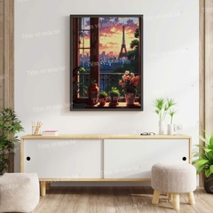 Tranh số hóa Bình minh bên Paris đã căng khung 40x50cm