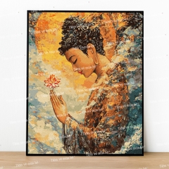 Tranh số hóa Nhất Niệm Từ Bi đã căng khung 40x50cm