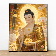 Tranh số hóa Phật A Di đã căng khung 40x50cm