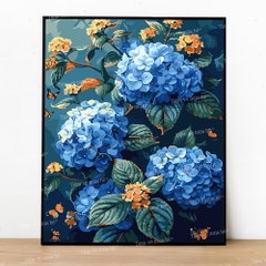Tranh số hóa Hoa cẩm tú cầu đã căng khung 40x50cm