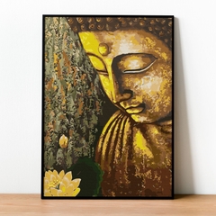 Tranh số hóa Phật sen vàng đã căng khung 40x50cm