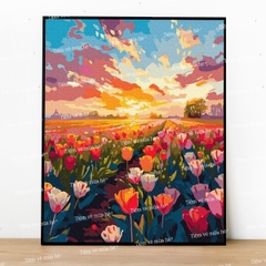 Tranh số hóa Mùa hoa Tulip đã căng khung 40x50cm