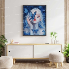 Tranh số hóa Lam hồ điệp đã căng khung 40x50cm