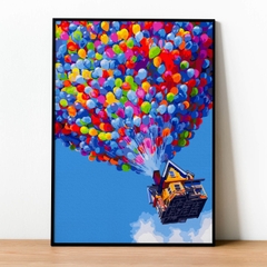 Tranh số hóa Ngôi nhà bong bóng đã căng khung 40x50cm