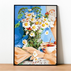 Tranh số hóa Cà phê buổi sáng đã căng khung 40x50cm