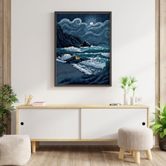 Tranh số hóa Vangogh Sóng biển về đêm đã căng khung 40x50cm