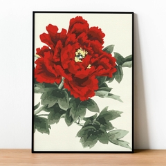 Tranh số hóa Hoa mẫu đơn đỏ đã căng khung 40x50cm