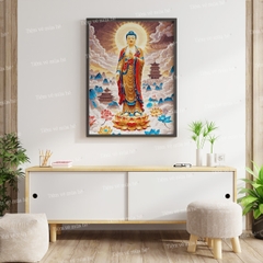 Tranh số hóa Phật A Di Đà mây ngàn đã căng khung 40x50cm