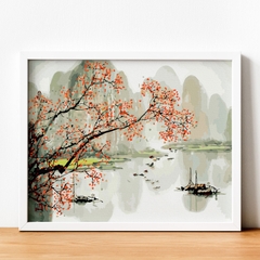 Tranh số hóa Thủy mặc đã căng khung 40x50cm