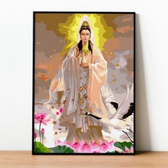 Tranh số hóa Quan thế âm bồ tát đã căng khung 40x50cm