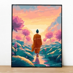 Tranh số hóa Bước chân Phật đã căng khung 40x50cm