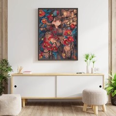 Tranh số hóa Công chúa Hoa hải đường đã căng khung 40x50cm