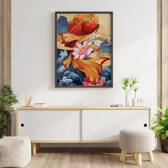 Tranh số hóa Vượt vũ môn đã căng khung 40x50cm