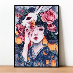 Tranh số hóa Mặt nạ đã căng khung 40x50cm