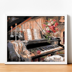 Tranh số hóa Đàn Piano ấm áp đã căng khung 40x50cm