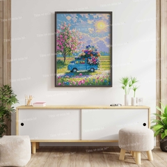 Tranh số hóa Chuyến xe mùa xuân đã căng khung 40x50cm