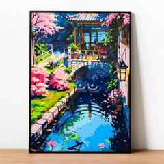 Tranh số hóa Khu vườn bình yên đã căng khung 40x50cm