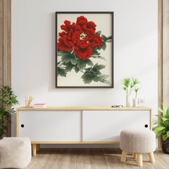 Tranh số hóa Hoa mẫu đơn đỏ đã căng khung 40x50cm
