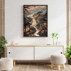 Tranh số hóa Trấn sương mờ đã căng khung 40x50cm