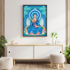 Tranh số hóa Phật Dược Sư Lưu Ly Quang đã căng khung 40x50cm