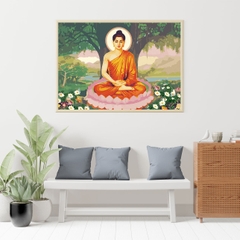 Tranh số hóa Phật Thích Ca đã căng khung 40x50cm