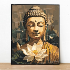 Tranh số hóa Liên Hoa Pháp Chánh đã căng khung 40x50cm
