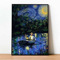 Tranh số hóa VanGogh Sông trăng đã căng khung 40x50cm