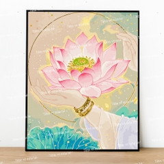 Tranh số hóa Liên hoa tỏa đã căng khung 40x50cm