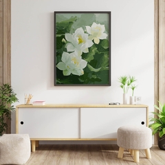 Tranh số hóa Bạch liên nở rộ đã căng khung 40x50cm