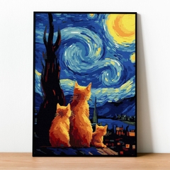 Tranh số hóa Vangogh Ngắm nhìn đêm đầy sao đã căng khung 40x50cm