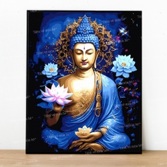 Tranh số hóa Phật tỏa hoa đã căng khung 40x50cm