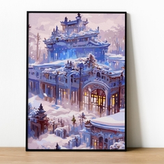Tranh số hóa Tiên cảnh Lâu đài mùa đông đã căng khung 40x50cm
