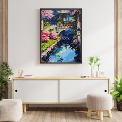 Tranh số hóa Khu vườn bình yên đã căng khung 40x50cm