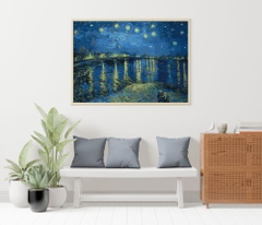 Tranh số hóa Vangogh Đêm đầy sao trên sông Rhone đã căng khung 40x50cm